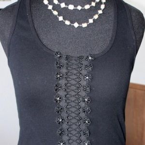DONATED Caged Black Tank Top